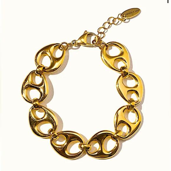 Gold 18K Mariner Pignose Chain Link Bracelet - Picture 3 of 9